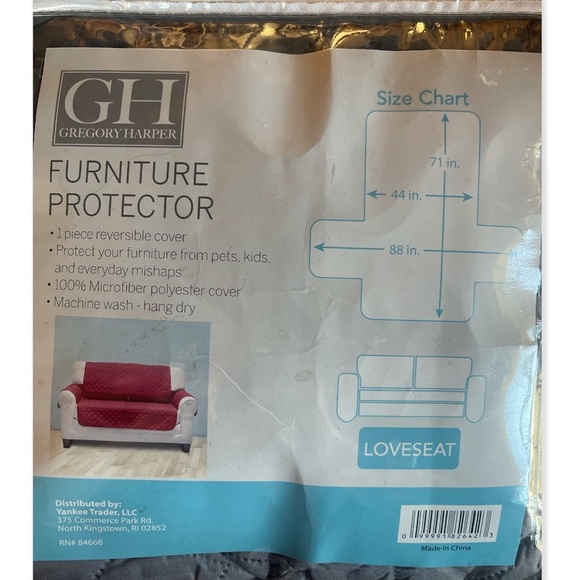 GREGORY HARPER Gray Reversible Loveseat Furniture Protector NWT - Picture 3 of 3